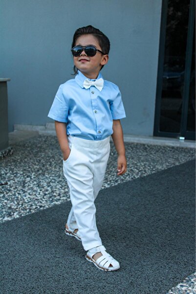 Z KİDS Blue Shirt, Bow Tie, and Pants Children's Set