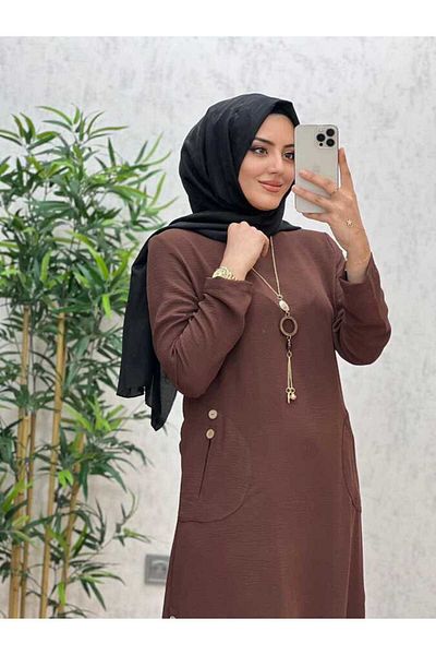 azzebutik Eylül Tunic 8510 - Brown K50 Model