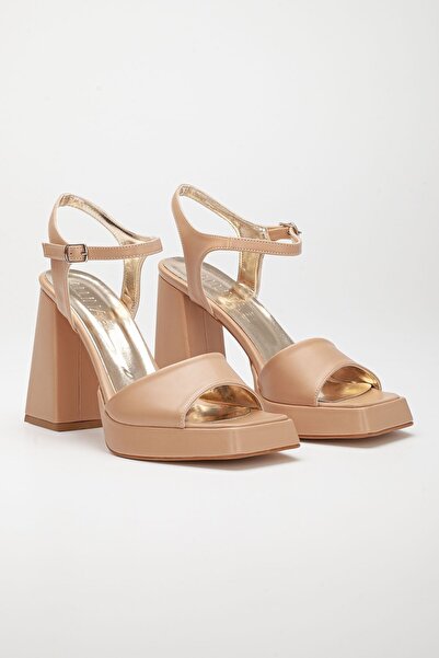 LİLLA Women's Angular Platform High Thick Heeled Shoes