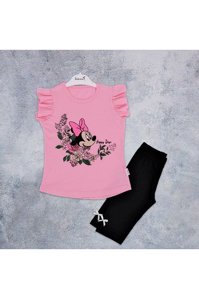 lorio kids Set de două piese din bumbac pieptănat pentru fete Mickey Bow
