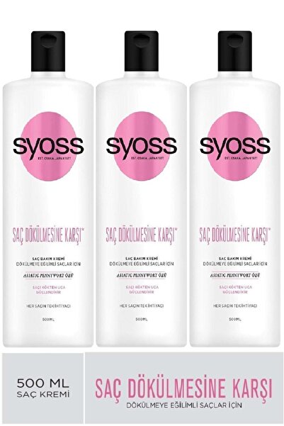 Syoss كريم العناية بالشعر - يعزز التساقط، 500 مل × 3 قطع
