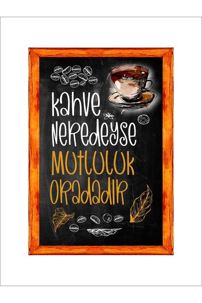 enmalife Kahve Köşesi Duvar Dekoru Kahve Neredeyse Mutluluk Oradadır. Ahşap Ç...