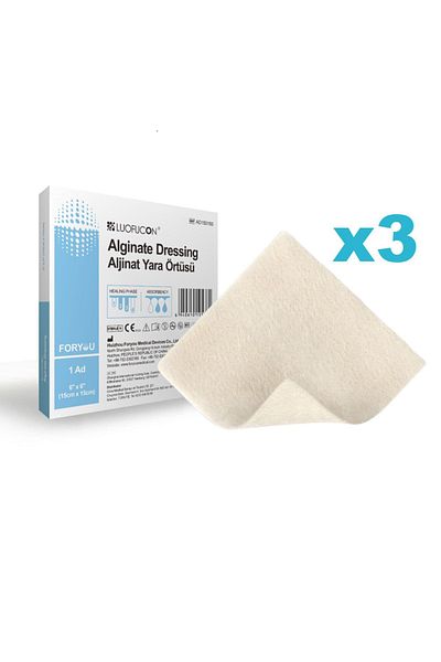 luofucon Alginate Wound Cover 15X15Cm 3 Pack High Absorbent Dressing