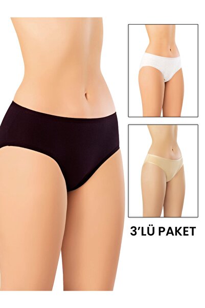 eviva secret أسود أبيض لون البشرة 3 قطع سراويل باتو النسائية