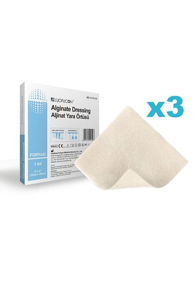 luofucon Alginate Wound Cover 10X10Cm 3 Pack High Absorbent Dressing