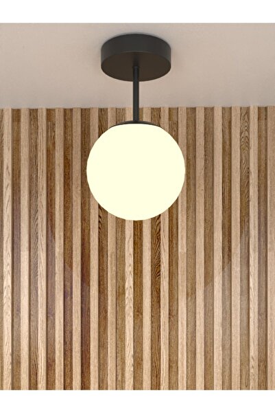 avizade LİRİA Tekli Modern Tasarım Camlı Avize- Siyah Kasa Beyaz Cam