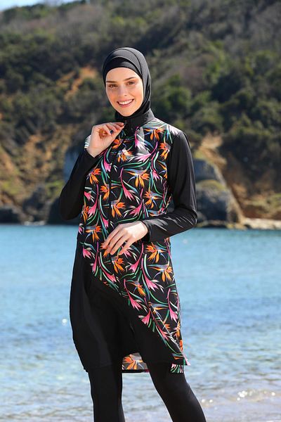 SEBOTEKS Garnili Gilet Model Καλσόν Πλήρως καλυμμένο Hijab Μαγιό 3440