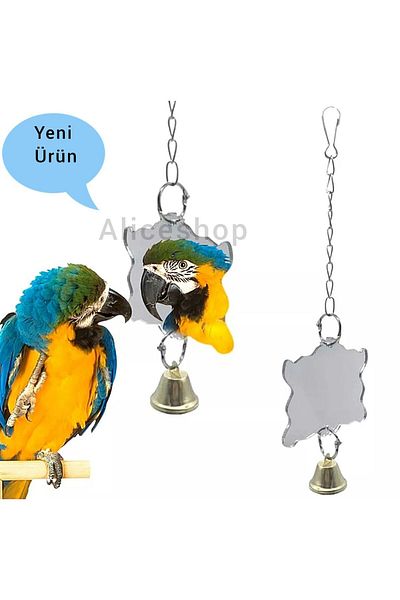 Alice Mirrored Accessory Toy for Small Birds in Lovebird and Sizes with Bells