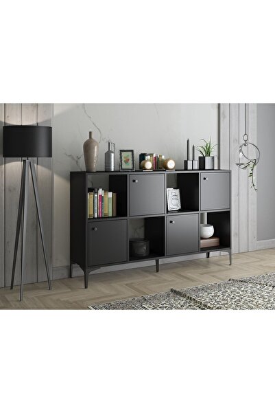 Wood'n Love Satürn Premium 4 Kapaklı Metal Ayaklı Çok Amaçlı Dolap Konsol - S...