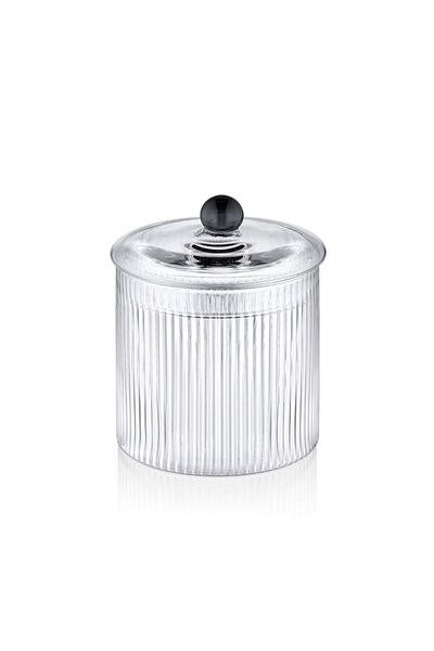 The Mia 9x9x11 cm Striped Borosilicate Glass Sugar Bowl - CAM0435