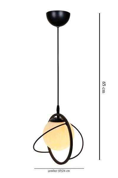 avizade Tekli Siyah Beyaz Camlı Avize-modern-endüstriyel-sarkıt Avize-salon-mutfak-çocuk Odası-oturma Odası