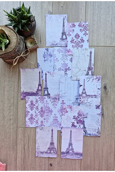 Mona Craftist 15 قطعة من ورق سجل القصاصات ذو طابع برج إيفل الأرجواني