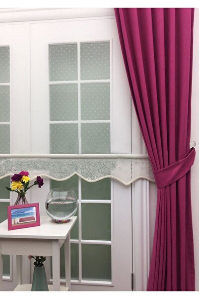 Evdepo Home Crown Honeycomb Texture Fuchsia Solid Color 1/2,5 Regular Pleated Soft Background Curtain, Regular Pleat, Single Wing