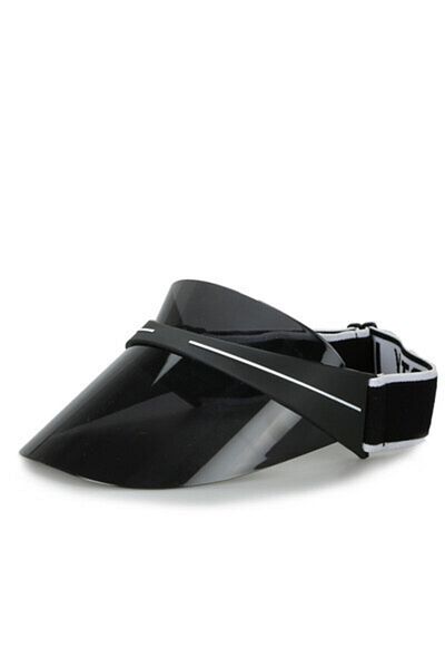 CosmoOutlet Black Visor Hat - UV Protection, Elastic and Visor