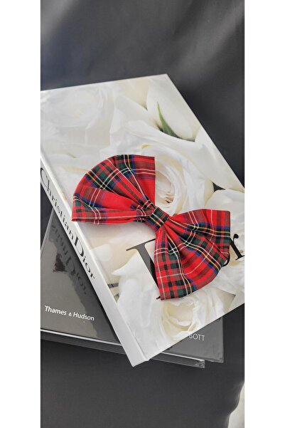 LO ADORO Arc automat în carouri de culoarea fierului - Cataramă elegantă de Anul Nou realizată manual