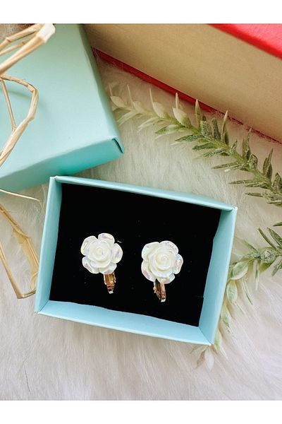 1PARÇAMAVİ Children's earrings with screw flip self-adjustable clip no holes - pinch earrings