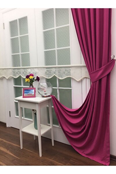 Evdepo Home Crown Honeycomb Texture Fuchsia Solid Color 1/2 Sparse Pleated Soft Background Curtain, Sparse Pleat, Single Wing