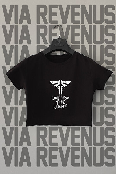 Vordevia The Last Of Us Printed Black Crop - Lycra, Crew Neck, Slim Fit
