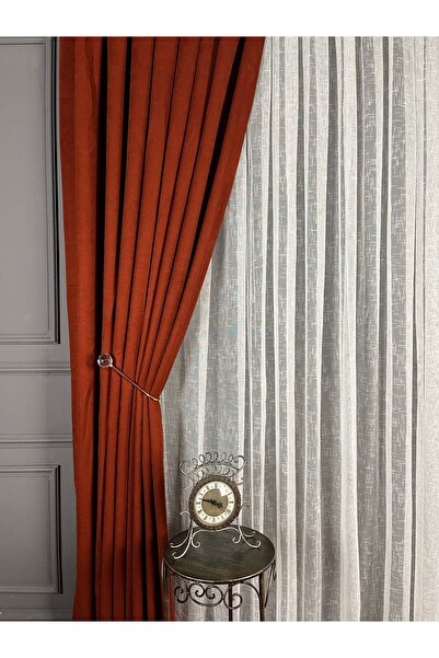 Evdepo Home Κουρτίνα μονόχρωμη 1/2,5 κανονική πλισέ μαλακή κουρτίνα φόντου, κ...