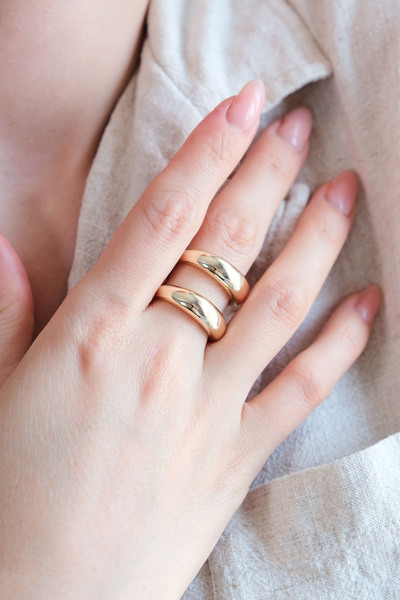 AURRARİ Altın Kaplama Ayrık Bombe Ayarlanabilir Yüzük