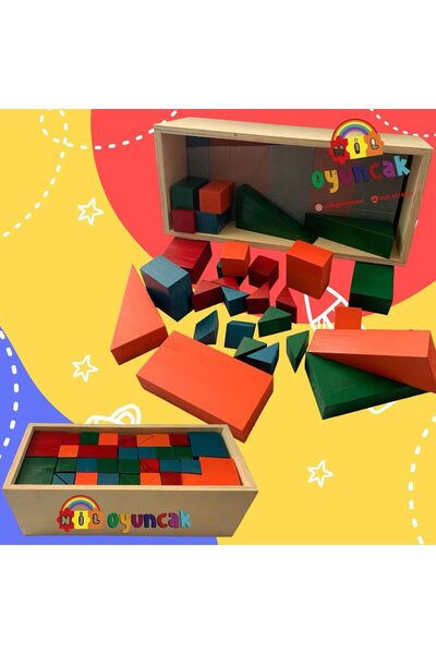 niloyuncak RENKLİ DEV AHŞAP BLOK SETİ - KASALI 70 PARÇA