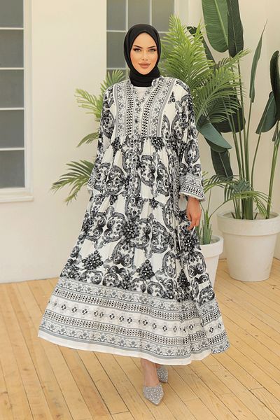 InStyle Casual μαύρο μαρμάρινο φόρεμα βισκόζης