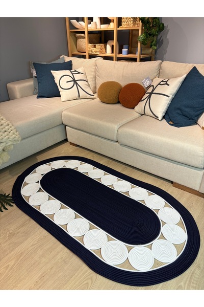 MaVaux Cookie Jüt Hasırlı El Örgüsü Kilim