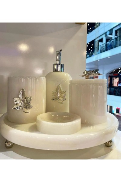 ege gross Set de baie decorativ din marmură albă Set de design de 5 piese