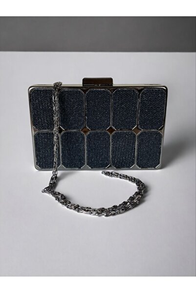 Peony Boutique silver hand and shoulder bag with black stones