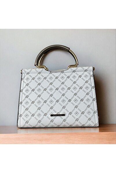 Angel Polo لون مدخن وحقيبة يد وكتف بيضاء