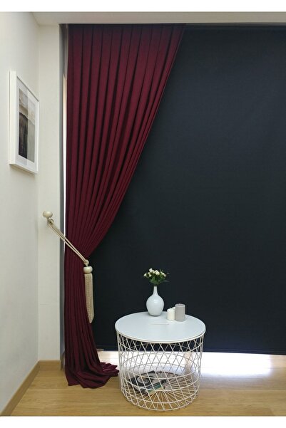 Evdepo Home Crown Honeycomb Textured Burgundy Plain Colour 1/3 Плътно набрана мека завеса, плътно набрани плисета, единичен панел