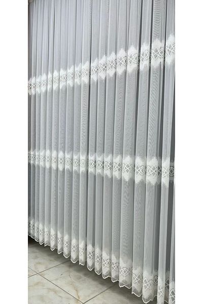 Mexess Zigzag Patterned TTM Floor Star Modern Doesn't Want Utü Tulle Curtain - 1x3 Sik Pile
