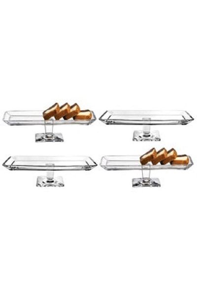 Paşabahçe Nude Color 4-Piece Footed Baton Plate - Presentation Service