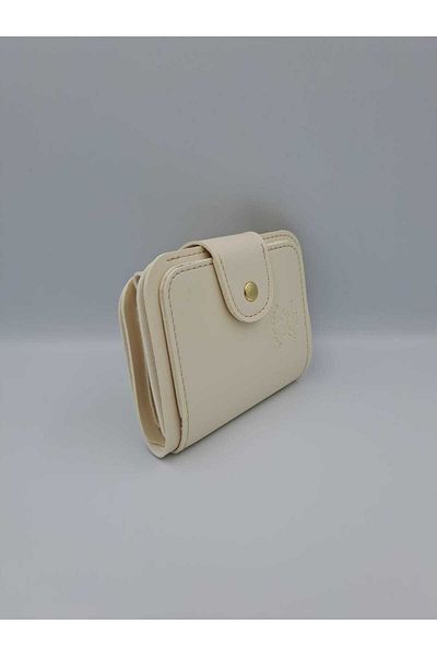DAVID POLO Women's David Polo Cream Multi-Compartment Mini Size Quality Soft Wallet