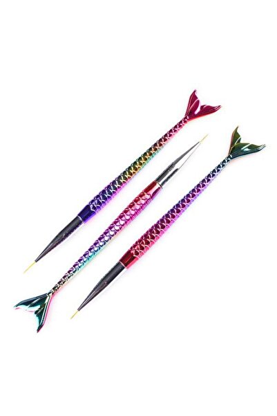 alaraycosmetics 3 Adet / Takım Nail Art Boyama Fırçası Süsleyen Kalem Renkli ...