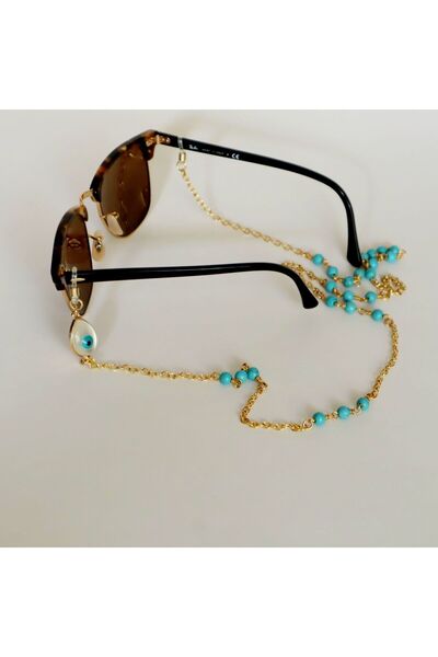 Rüveyda Ahkemoğlu Turkuaz Doğaltaşlı Nazar Gözlük Zinciri