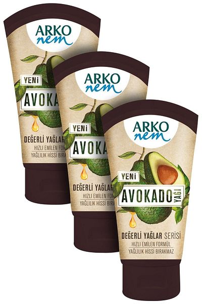 ARKO زيت الأفوكادو للترطيب والرطوبة 3 عبوات من الزيوت الثمينة - 3 × 60 مل