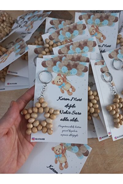 Nilsu Tasarım ميدالية مفاتيح خشبية على شكل نجمة 30 قطعة