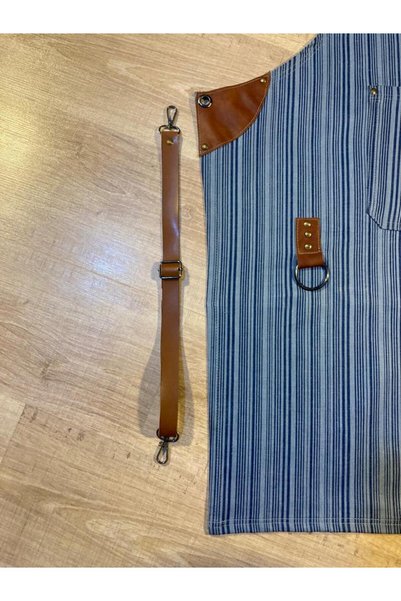 MARTEN 30'LU DERİ DETAYLI AŞÇI/ŞEF/GARSON/BERBER KOT KUMAŞ ÖNLÜK (ÖNK-KTDT30 10049)