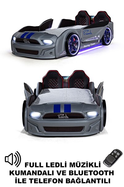 Ferramini Gri Arabalı Yatak Kapıları Açılan Mustang Full Ledli Kumandalı ve M...