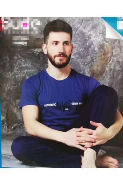 Sude Men's Dark Blue Combed Cotton Pajama Set