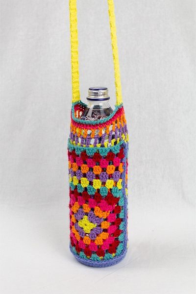 pulur.co Multicolored Crochet Knitted Water Bottle and Phone Bag