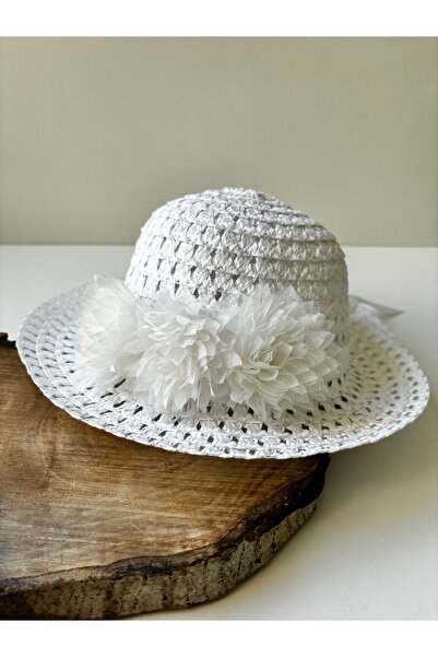 Miniminiksdesing Children's Straw Hat with Flower Accessories