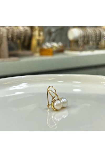 Zeynep Özkan Tasarım Gerçek İnci Pirinç Küpe