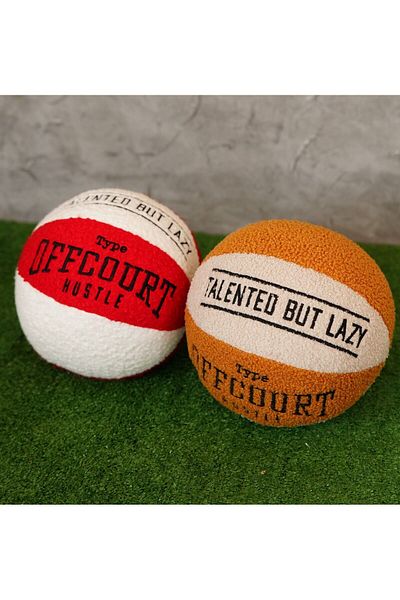 sevaradekor Mustard Beige Decorative Basketball Ball Children's Pillow - Gift Pillow