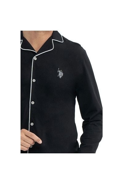 U.S. Polo Assn. Ανδρικά βαμβακερά πουκάμισα και σετ πιτζάμες - Μακρυμάνικο, Μπροστινό Κουμπί, Piping 12039