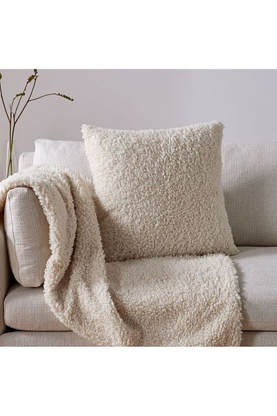 sevaradekor Κάλυμμα μαξιλαριού Teddy Throw Μπεζ Μαξιλάρι Ριχτάρι Μπουκλ Μαξιλάρι Ριχτάρι Teddy Τετράγωνο