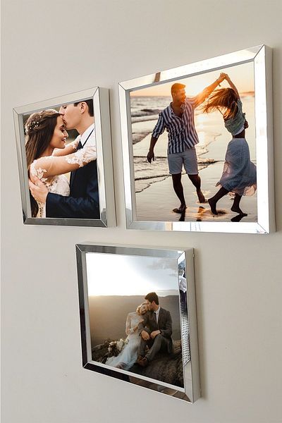Verda Çerçeve 20x20 Cm Full Photo 3 Pieces Square Frames - Adhesive, 17.5x17.5 Cm Photo