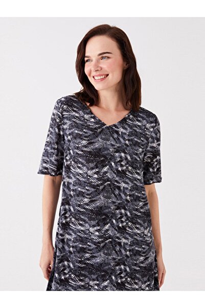 LC Waikiki Γυναικείο φόρεμα με κοντό μανίκι με λαιμόκοψη LCW