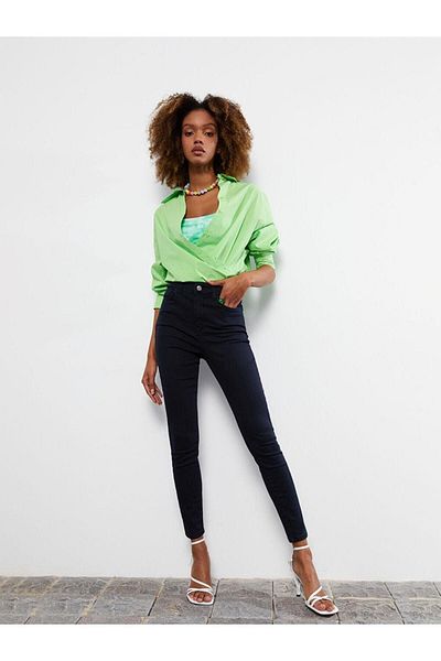 LC Waikiki Blugi LCW cu talie înaltă, cu croiala super skinny, cu detaliu de buzunar drept, pantaloni de jeans rodeo pentru femei